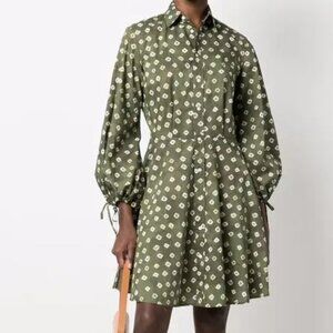 Polo Ralph Lauren Green Block Print Cotton Shirtdress Size 6
